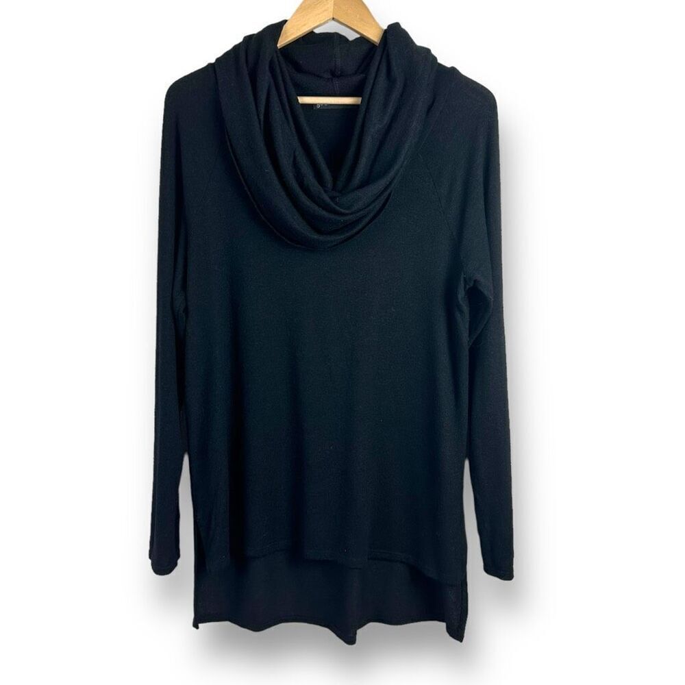 Gibson‎ Women's S Cowl Neck High Low Tunic Sweater Solid Black Casual